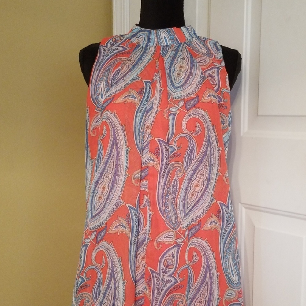 Coral paisley dress